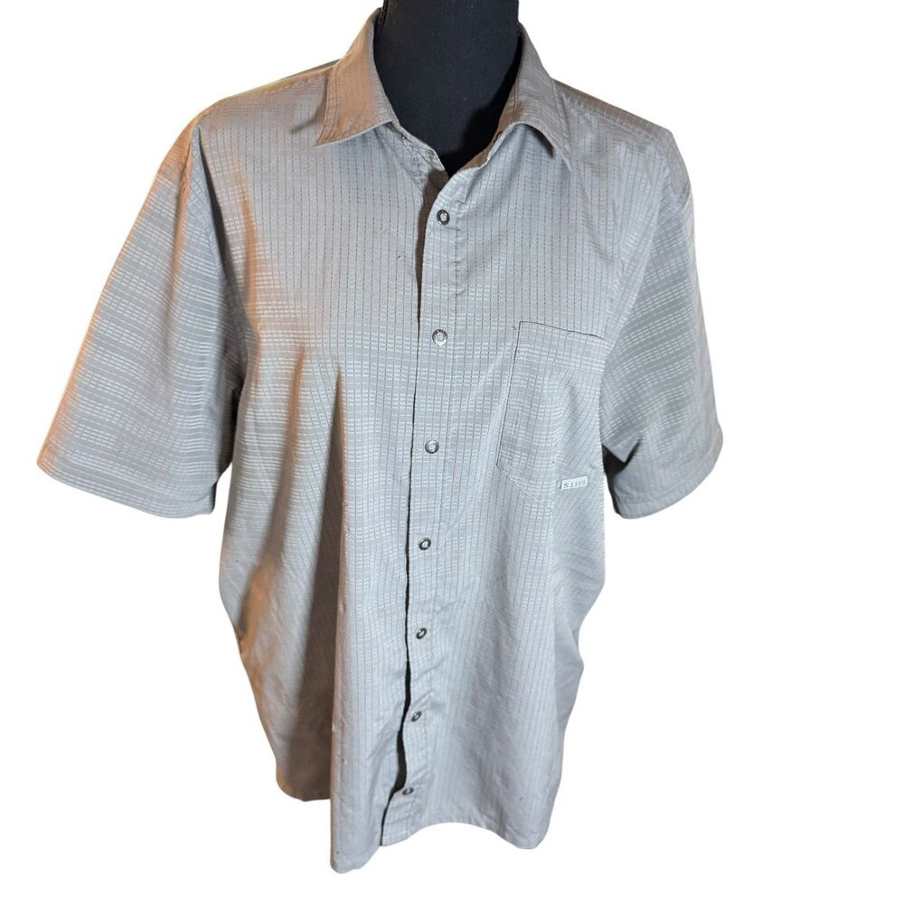 5.11 Tactical Short Sleeve Snap Shirt Mens Large Stretch Performance Fit Gray